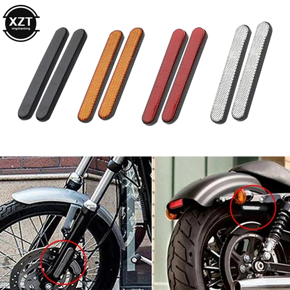 

2Pcs Motorcycle Front Fork Reflector Sticker Lower Legs Slider Safety Warning For Harley Dyna Softail Sportster 883 1200 Fatboy