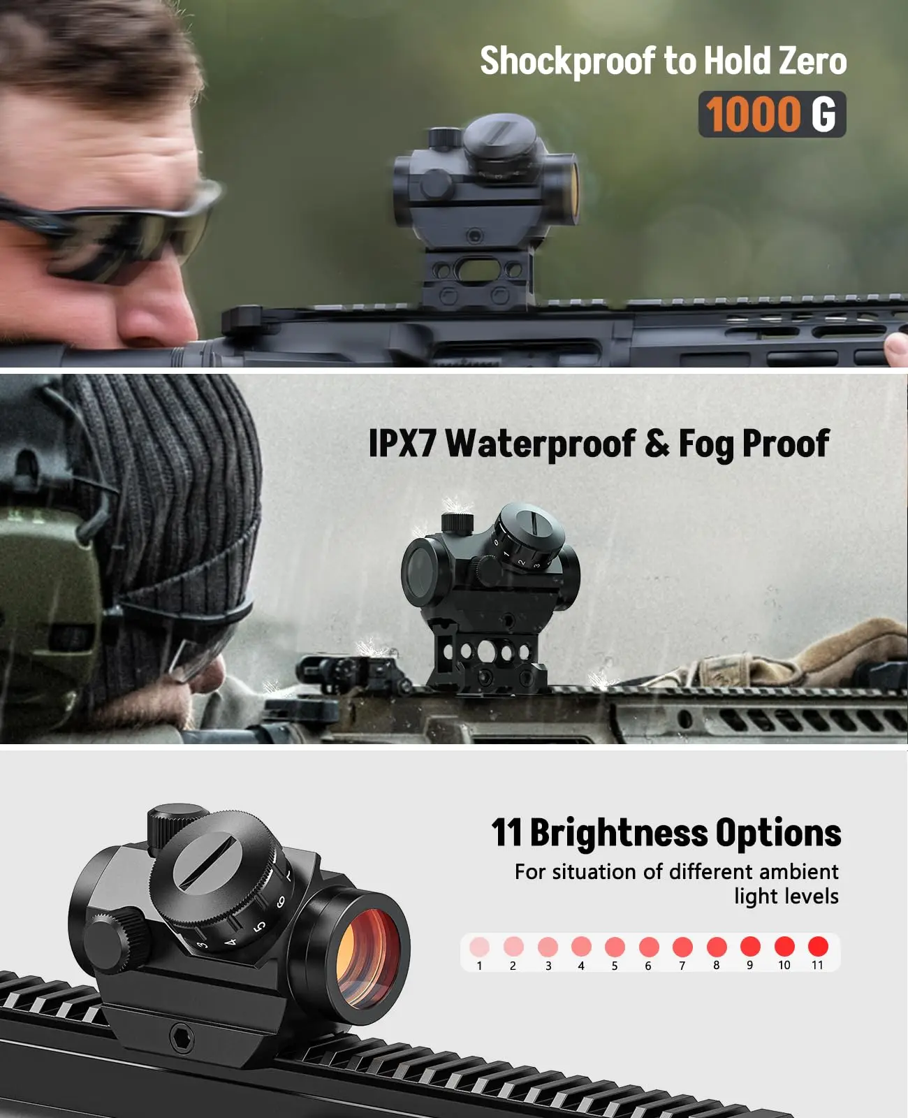 MidTen 2MOA 1x25mm Red Dot ReflexScope Sight Fit Rifle Waterproof Shockproof Fog-Proof with Mount Tactial