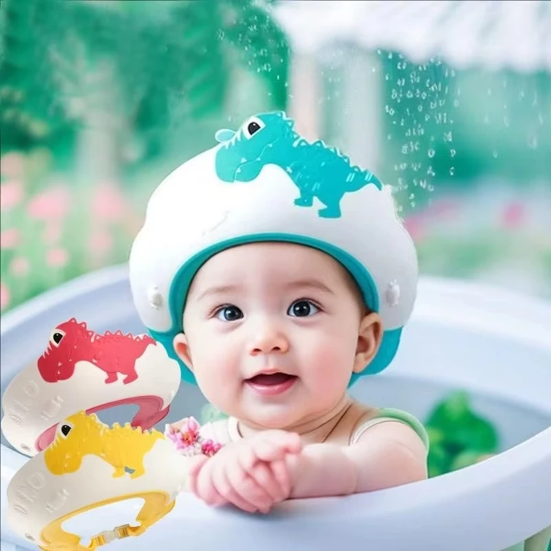 Kids Shampoo Cap Baby Bath Shower Cap Cartoon Bath Visor Infant Hair Shield Ear Protection Waterproof Baby