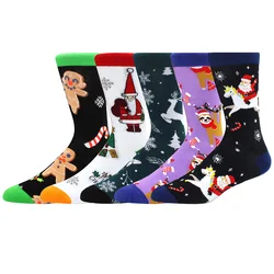 Men's Colorful Vintage Animal Cotton Socks - 5 Pairs, Fun Casual & Business Styles - EU 40-46 (5 pairs Christmas)