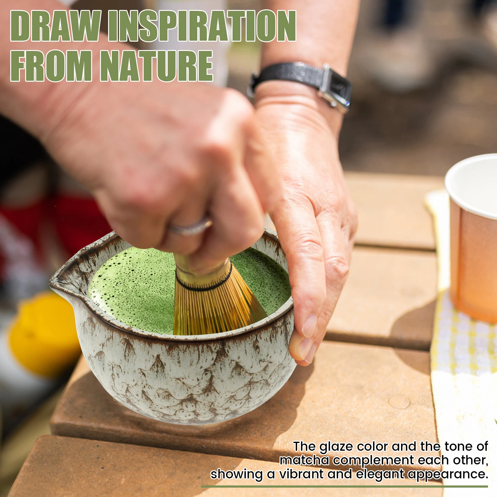 6 Pcs Matcha Whisk Set Japanese Tea cup Whisk Holder Ceramic Bowl kitchen gadget sets