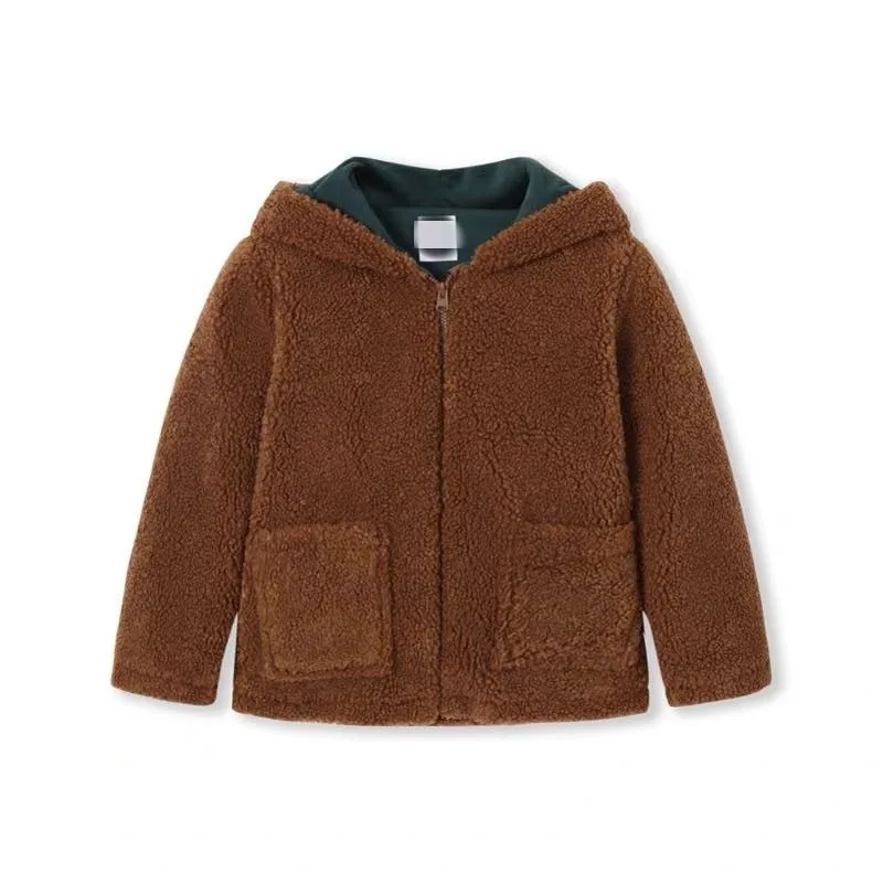 Children Jackets Boys Woolen Coat Plush Children Korean Autumn Winter Baby Thick Cotton Coat Casual Children Clothing