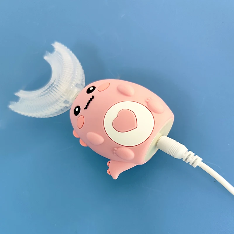 여행 및 가정용 USB 충전 칫솔 - 360 치아 미백 실리콘 어린이용 전동칫솔