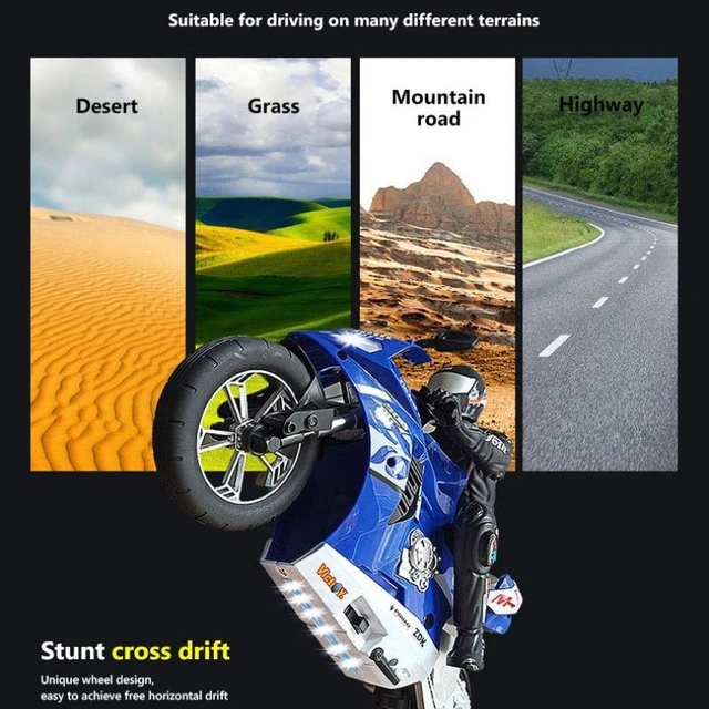 2.4G RC Motorcycle with LED Light Self-Balancing High Speed Remote Control Racing Cars Stunt Motorbike Race Drift Motorcycle Toy 6