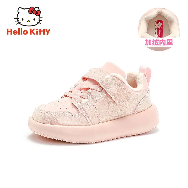 

TAKARA TOMY HelloKitty Kids' Shoes Winter New Plus Fleece Two Cotton Warm Board Shoes Casual Shoes Versatile for Girls