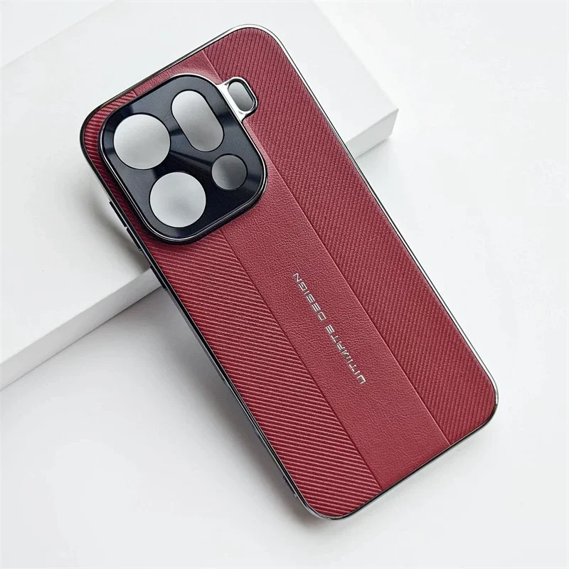 Luxury Electroplated Leather Texture Shockproof Bumper Case with Camera Protection