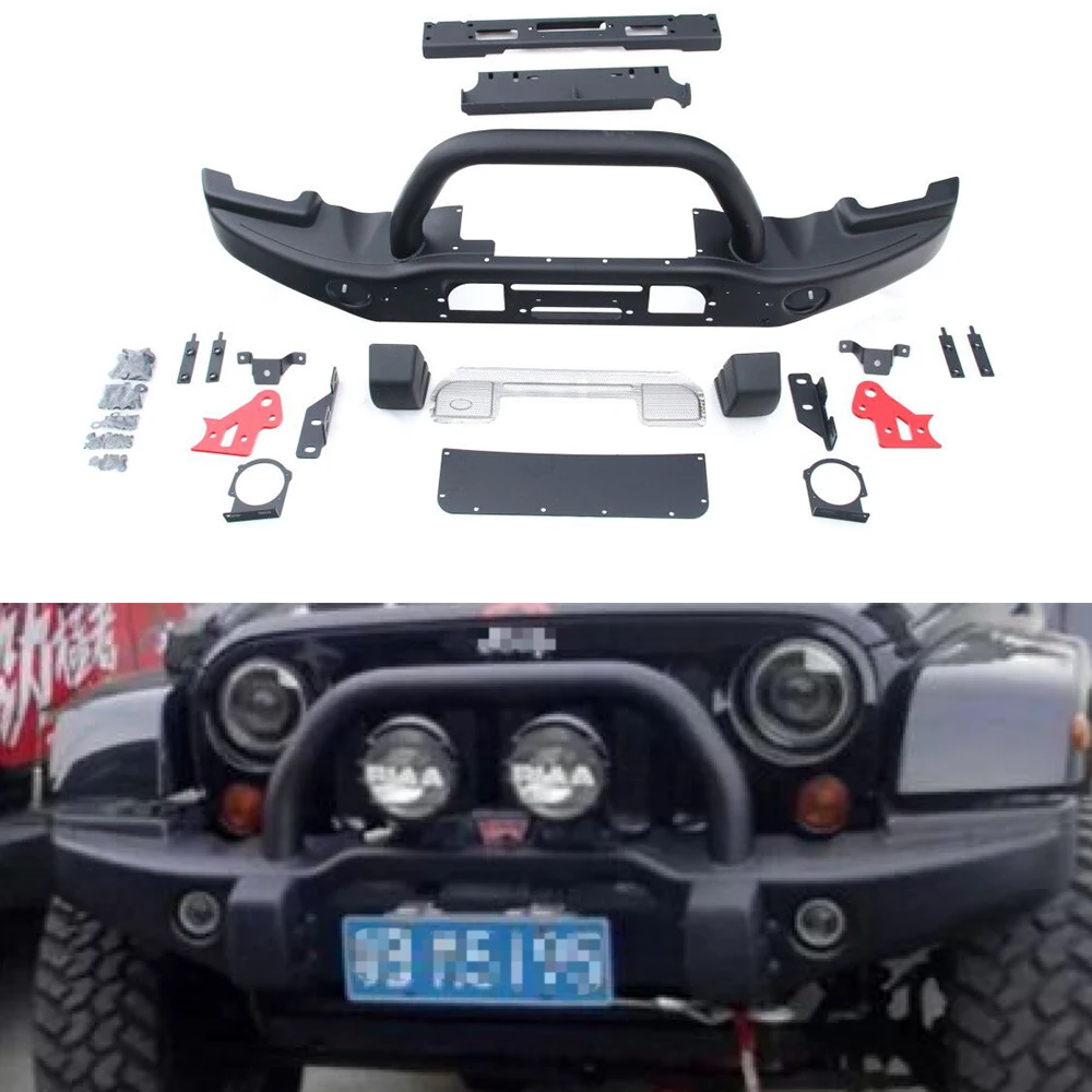 

To Russia 1 Set Black Steel Front Bumper With Bull Bar For Jeep Wrangler JK 2007-2017 J063