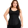 9 Steel Bones Latex Corset 3-Row Adjustable Hooks Waist Trainer Tummy Control Shapewear Women Slimming Belt