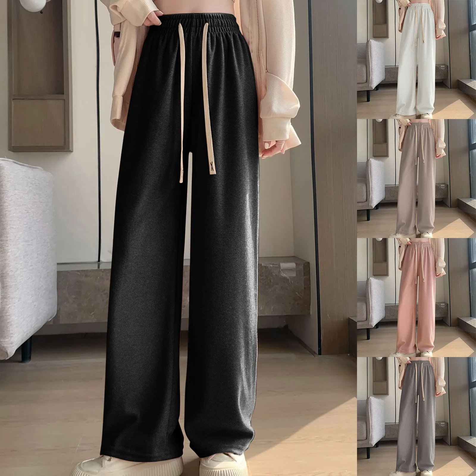 

Women Pants Winter Women's Autumn And Winter High Waisted Slouchy Wide Leg Pants Slim Fit Women Female Warm Pants for Winter