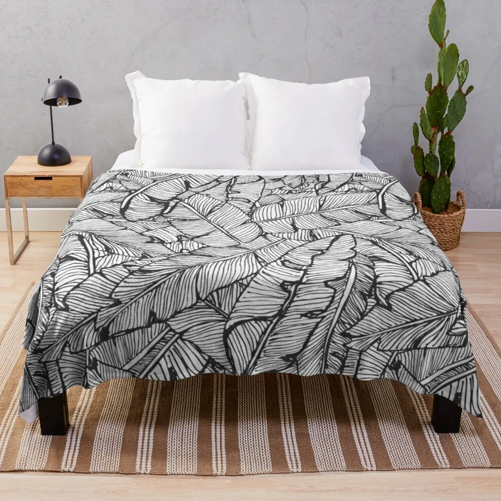 

Black & White Jungle Throw Blanket Nap Blanket Dorm Room Essentials Thin Blanket