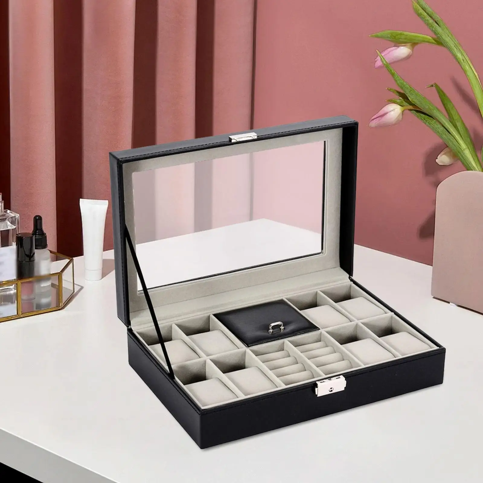 8 Slots Watch Box Collection Watch Holder Display Case Jewelry Box Gift