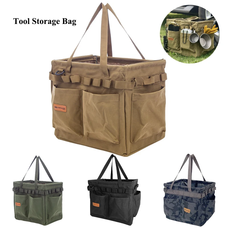 

Outdoor Folding Camping Large Capacity Gas Tank Tool Storage Bag Ground Nail Carry Bag Picnic BBQ Cutlery Organizer Handbag