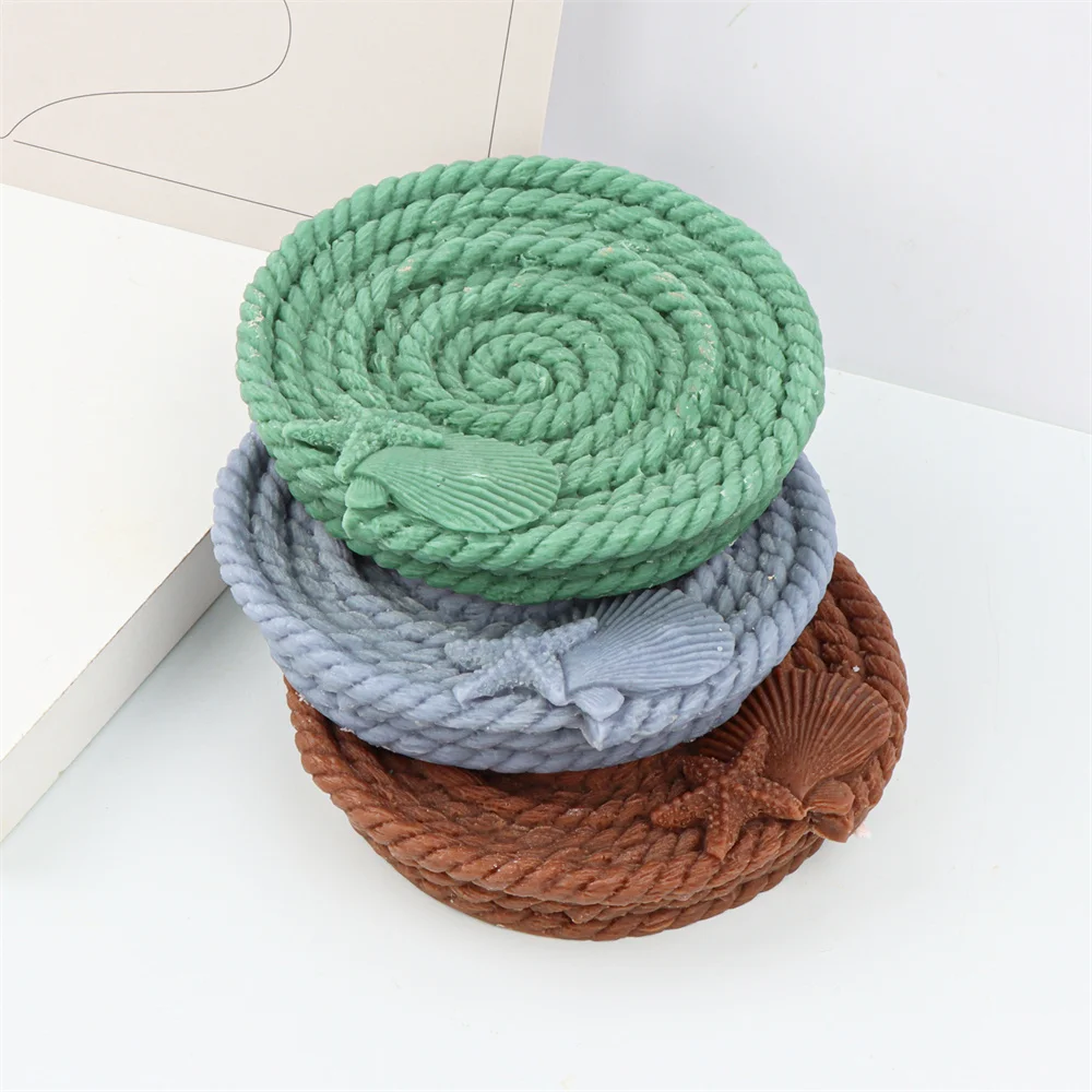 

Hemp Rope Shape DIY Candle Jar Silicone Mould Conch Candlestick Resin Mold Pattern Shell Candle Holder Storage Mould