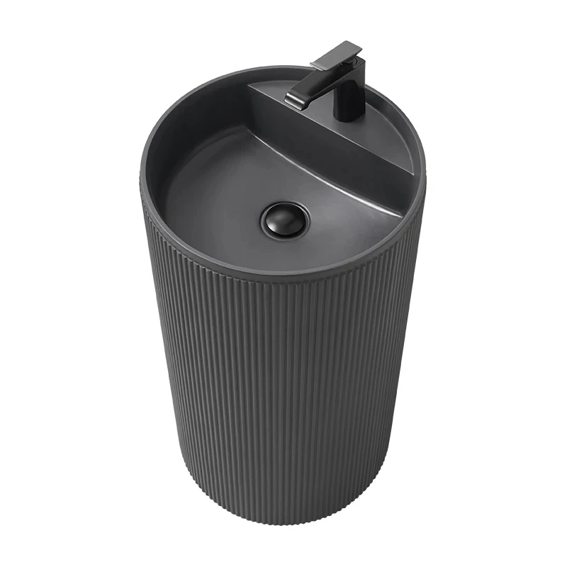 Bathroom column style integrated vertical floor standing gray industrial air column basin washbasin YX305TB 2