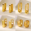 Geometric Sqaure Earrings for Women Gold Color U Shaped Huggie Hoop Earrings 2025 Trend Ear Piercing Wedding Jewelry Gift