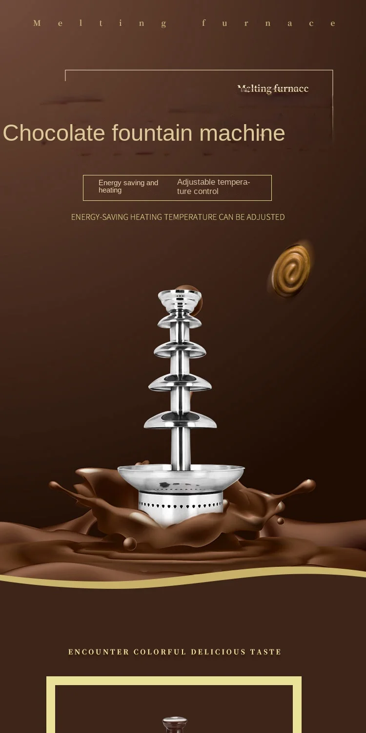 220V Professional Chocolate Fountain Machine with Four Tiers for Hotel Buffet and Party