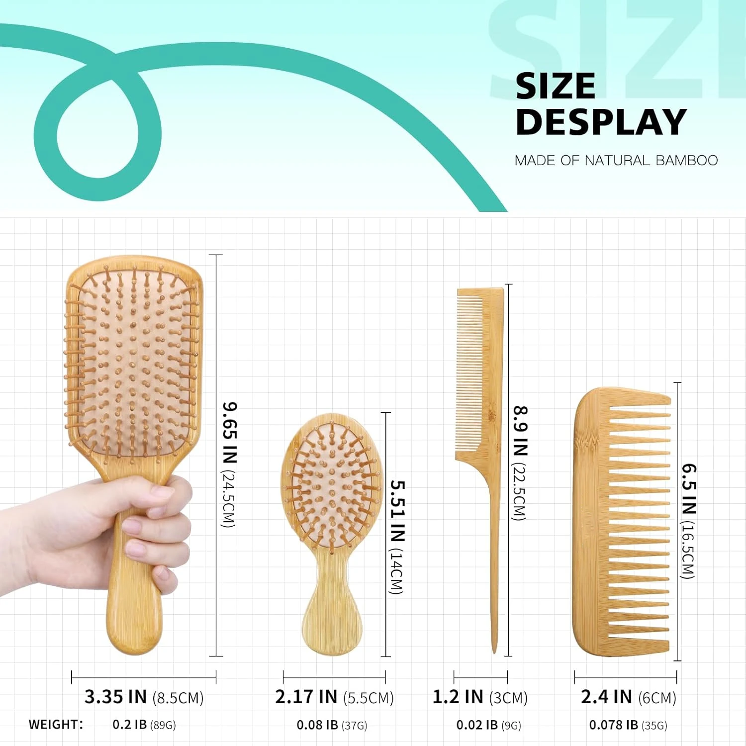 Deluxe Bamboo Hairbrush & Air Cushion Comb Set - Versatile & Gentle Haircare