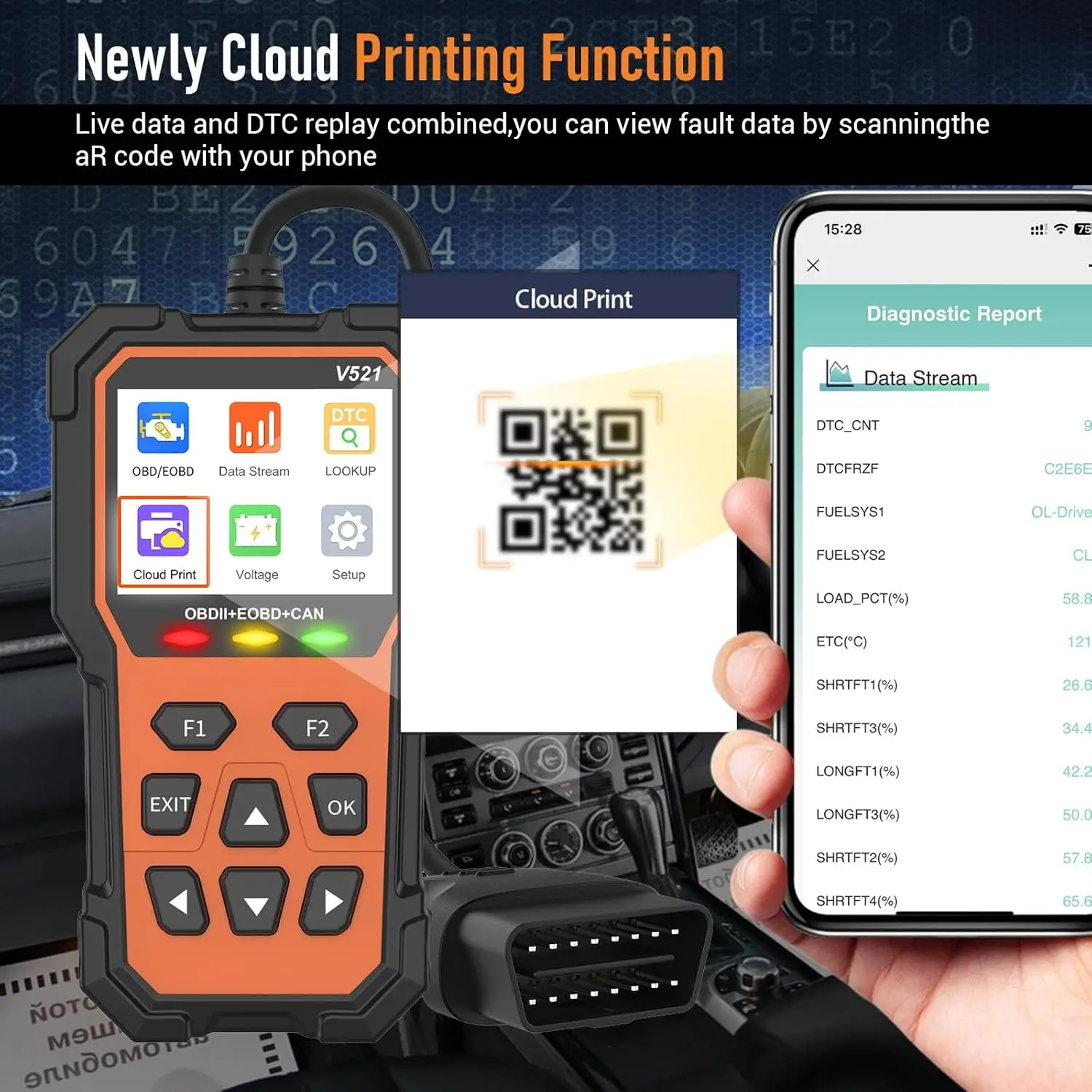 V521 Professional  Automotive Scanner Diagnostic Tool Engine Fault Code Reader OBD2/EOBD Fault Diagnosis Tool Check Engine Light 5