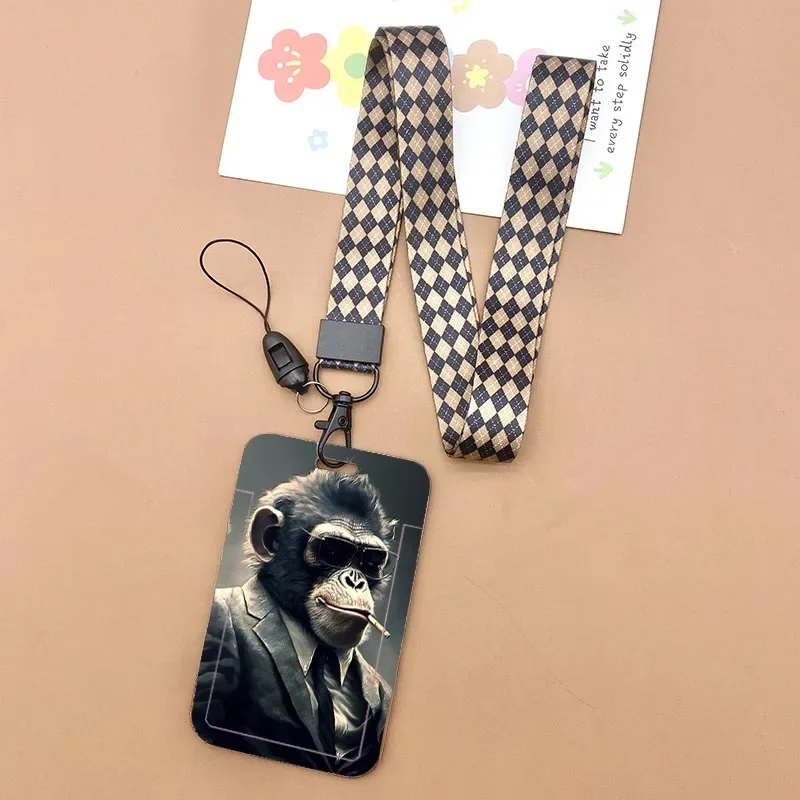 Versatile Animal Print Lanyard with ID Badge Holder & Charm