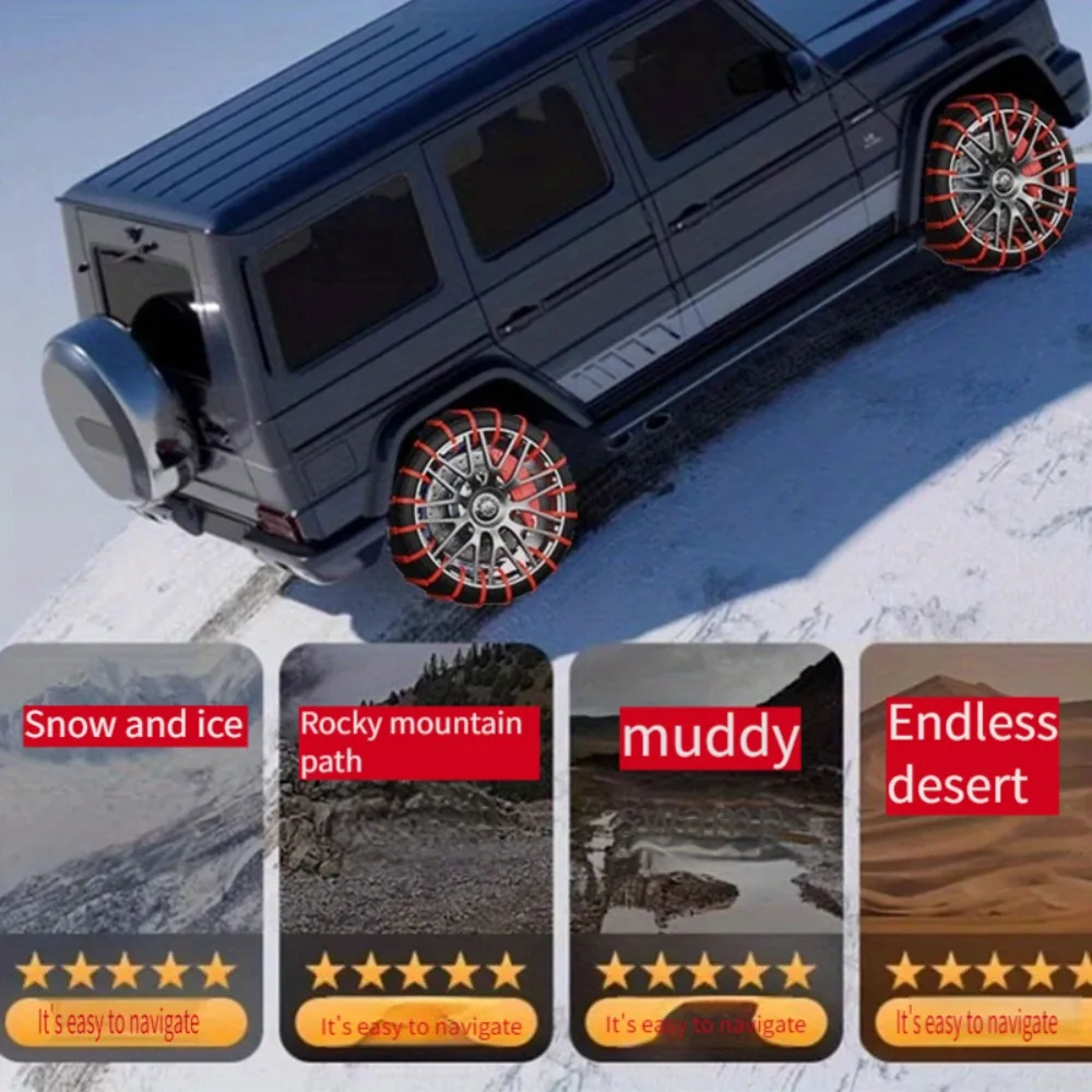 Universal Car Anti-Skid Snow Tire Chains, Not Damaging Tires, For Sedan, SUV, Van, Truck, Suitable For Winter Snowy Road