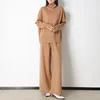 Women's 100% Wool Knitted Sweater Set Lady Fashion High Neck Soft Warm Winter Autumn Tracksuit 3
