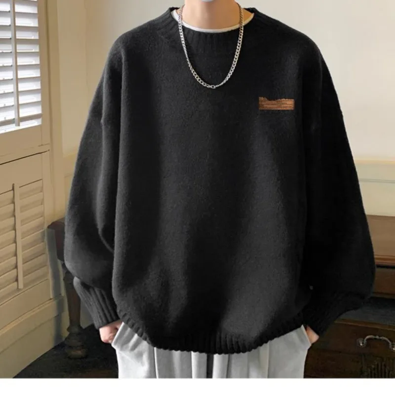 

Vintage Round Neck Sweater Men INS Spring Autumn and Winter Fashion Brand Japanese Knitwear Large Loose Inner Style Coat Top