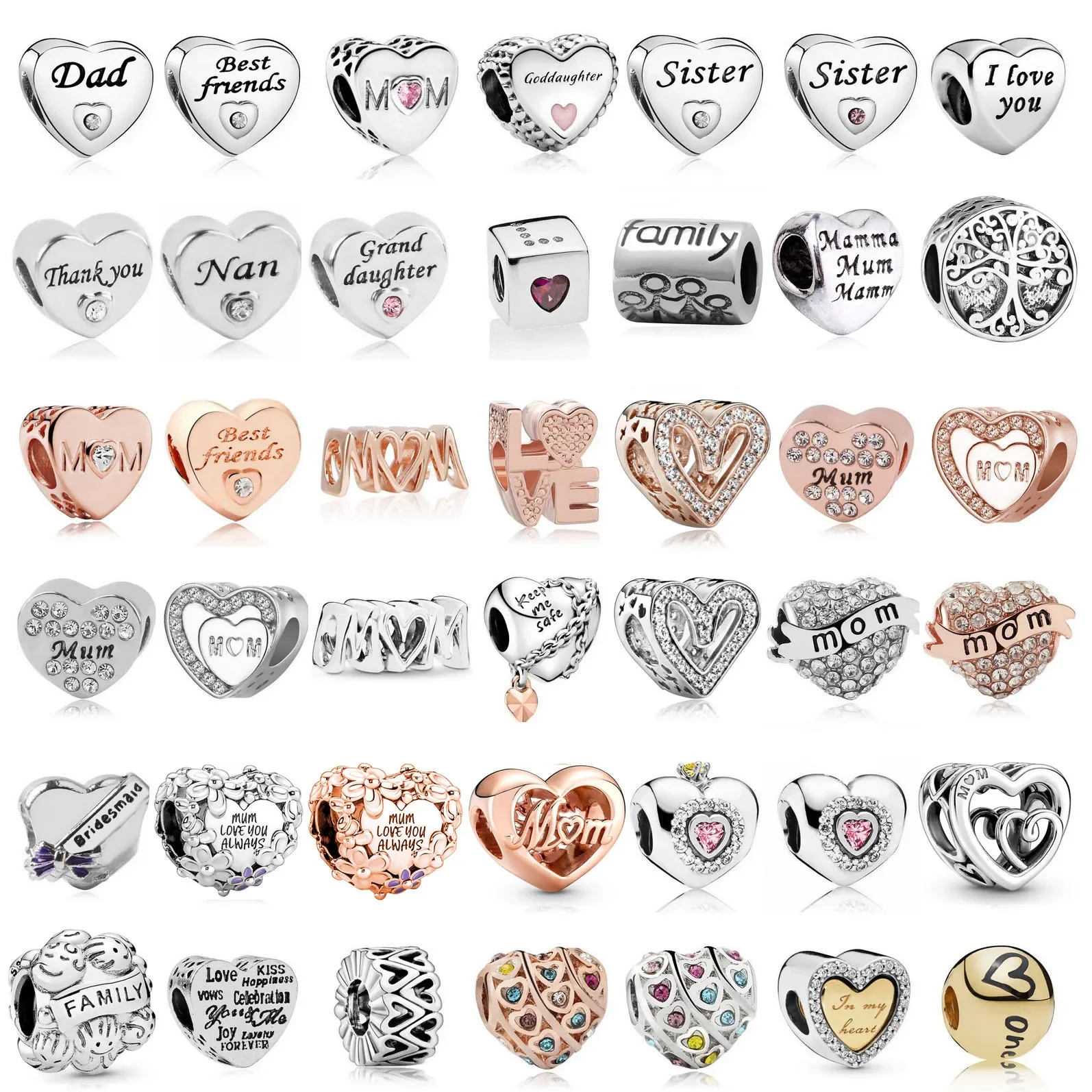 New Love Dad Nan Mom Sister Best Friends Beads Fits Pandora Charm Bracciale & Bangle Fai Da Te Gioielli Da Donna Che Fanno Dropshipping