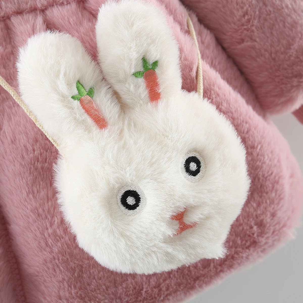 Winter Girls' Thickened Coat Plush Hooded Newborn Baby Jacket Rabbit Embroidered Baby Girl Cotton Coat Delivery Of Bags