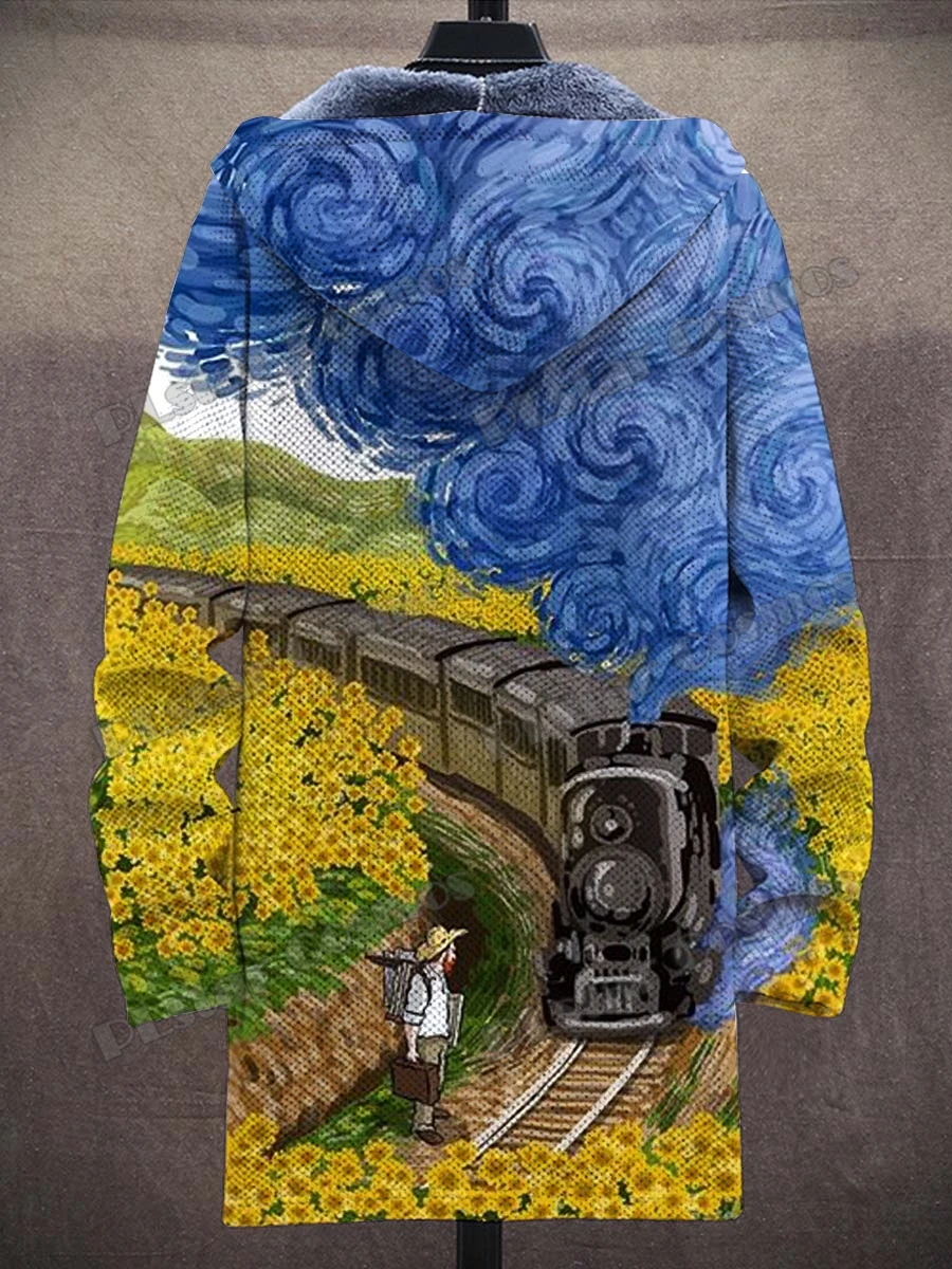 Farbe Geometrische Muster Retro Kunst 3D Gedruckt Herrenmode Plüsch Dicken Kapuzenmantel Winter Casual Warme Reißverschlussjacke CM05 – Detail 12