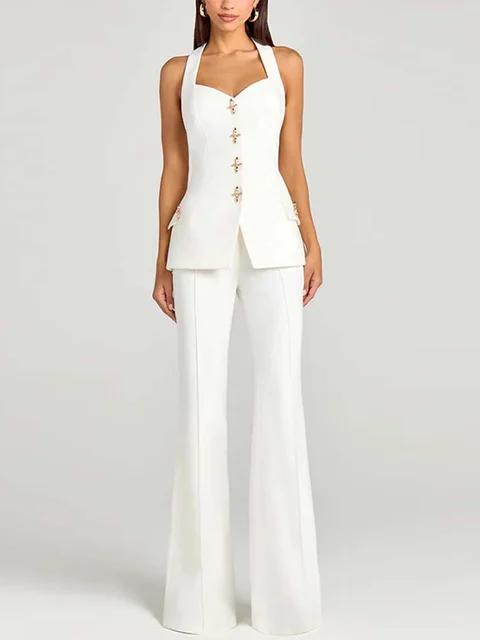 Karina Lapel Single Breasted Pockets Chic Pant Set 6