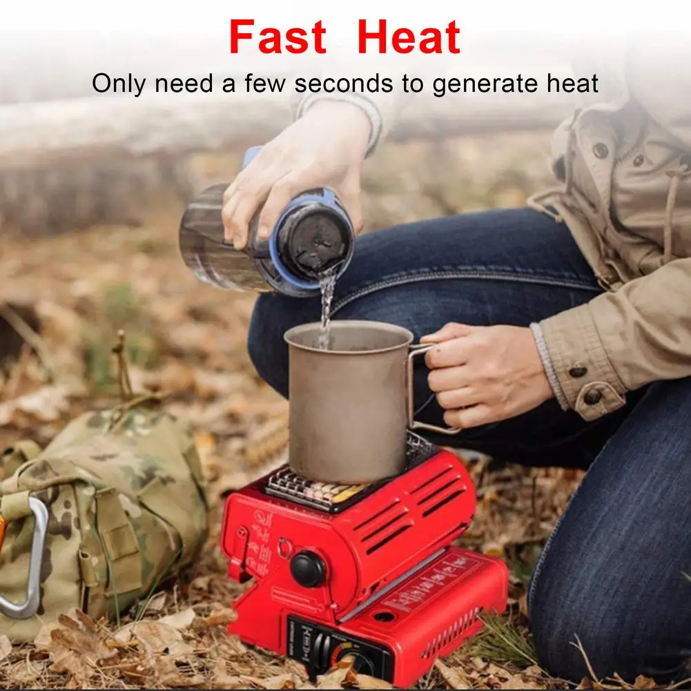 Portable Outdoor Gas Heating Stove 1.3KW Ceramic Piezoelectric Ignition Mini Tent Heater Grill