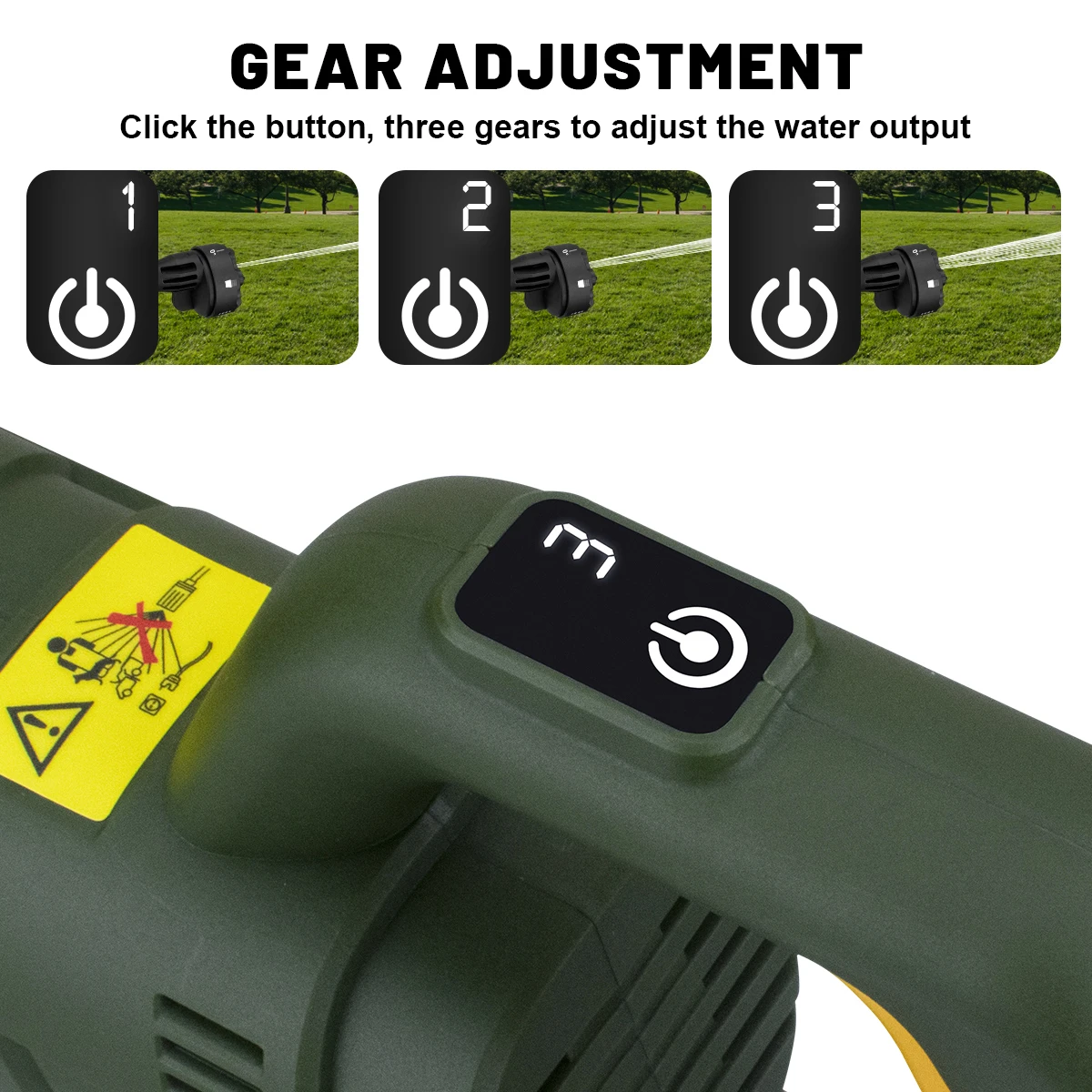 200Bar 3 Gears Digital Display Brushless Electric High Pressure Washer 6 IN 1 Car Washing Gun Water Gun for Makita 18V Battery 2