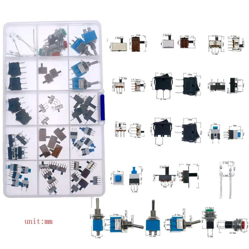 Micro Switch types kit push button tact switch reset mini leaf switch on-off power SMD dip 2x4 3x6 4x4 6 12x12 DIY set