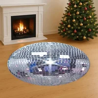 Круглый ковер в стиле ретро с диско-шаром — дизайн блестящей зеркальной плитки, забавный напольный коврик для гостиной и спальни, домашний декор — изображение 4