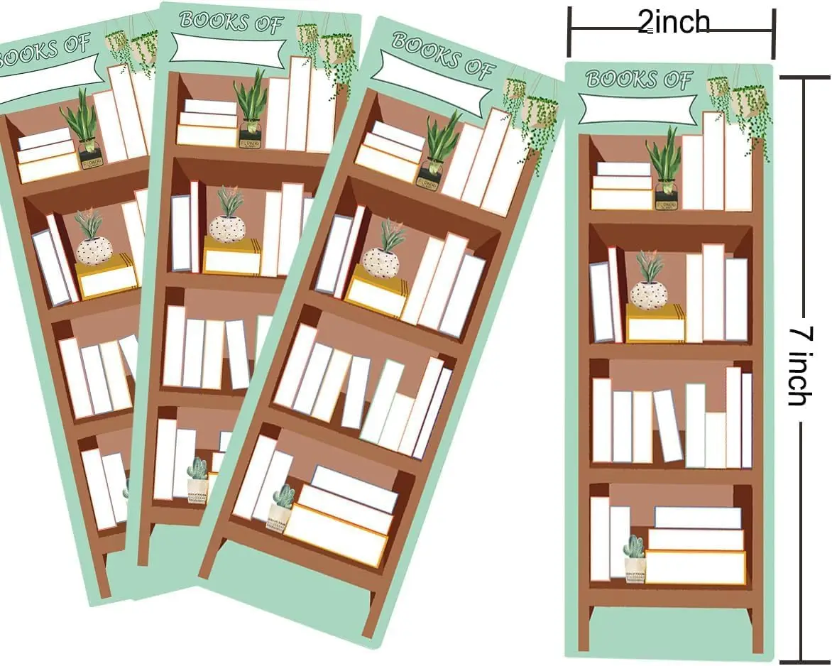 Book Tracker Bookmark 2.5x7inch Paper Bookmarks with Double Sided Reading Page Markers 50Pcs