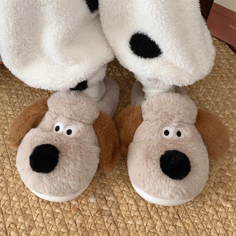 Women's Winter Home Cotton Slippers Anti Slip Thick Soled Couples New Cute Cartoon Plush Warm Indoor Slippers Plush Cotton Shoes