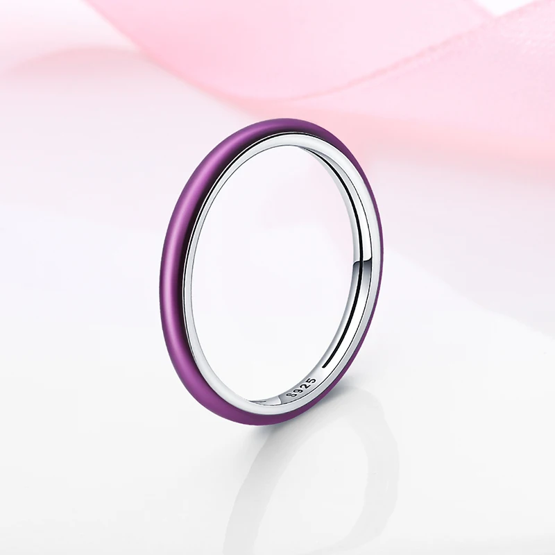 

Silver Color Jewelry Ring Womens Simple Purple Circle Rings Anillo plata de ley 925 Original Anniversary Party Gift 2022 New