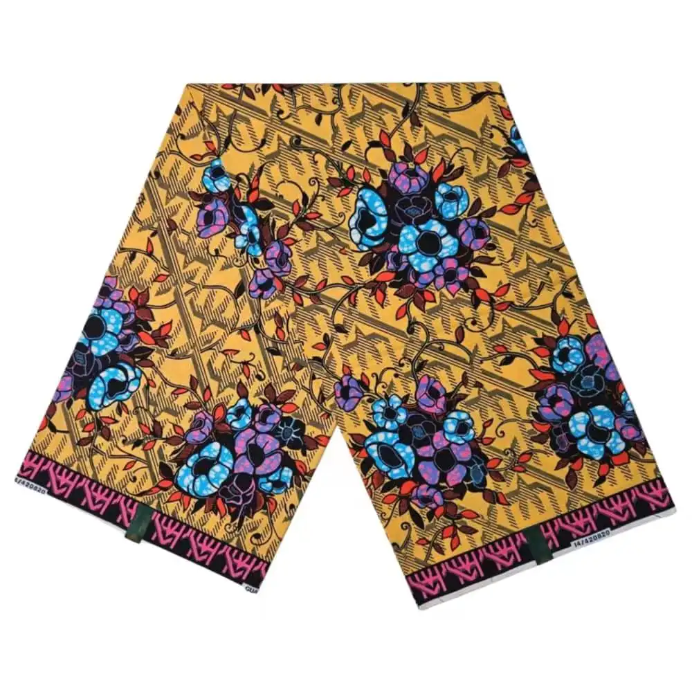 

New 100% Cotton African Real Wax Fabric Ankara Wax Prints Batik Pagne High Quality Sewing Material For Nigeria Woman Style Dress