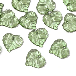 Set of Green Transparent Leaf Acrylic Beads for Jewelry Making and DIY Crafts (Green 15x14mm)