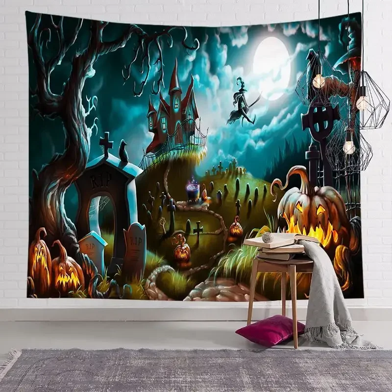Halloween Skull Pumpkin Tapestry 4