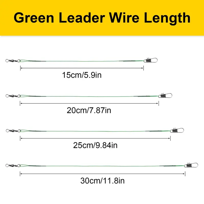Fishing Accessories 20PCS Sliver Anti Bite Steel Fishing Line Steel Wire Leader With Swivel Lead Core Leash Wire 15CM-30CM