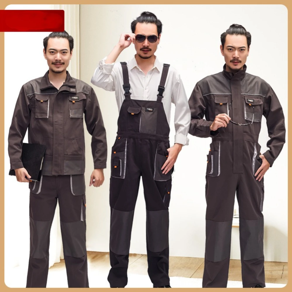 

Fashionable One-Piece Work Clothes Long-Sleeved Multi-Pocket Auto Repair Reflective Split Labor Insurance Suit Overalls Overalls