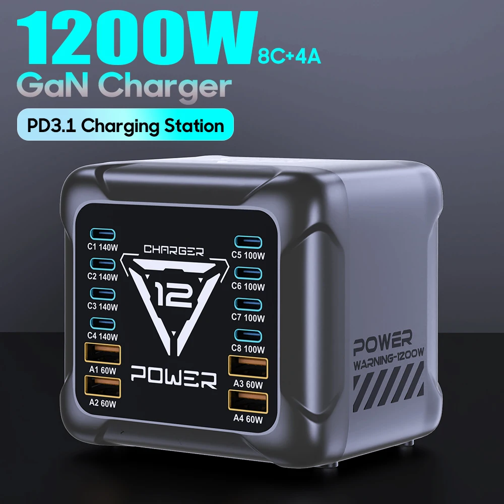 210W USB C Charger, GaN PD3.1 140W 100W PPS Fast Charging Station Type-C Laptop Power Adapter for MacBook Samsung S23 iPhone 15