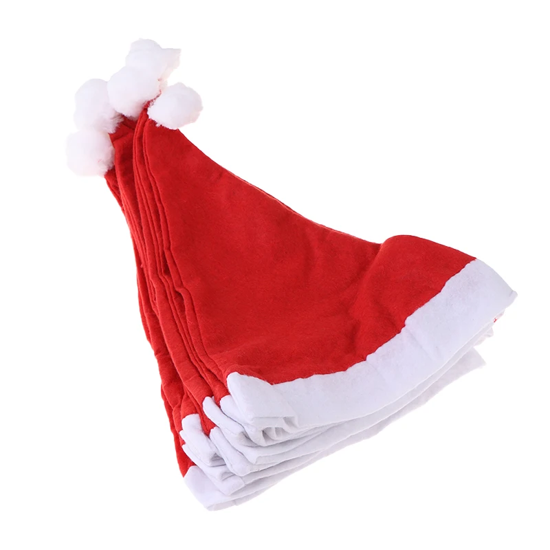 10Pcs Children/Adult Christmas Hats Santa Claus Hat Cap Merry Christmas Festival Decoration New Year Xmas Party Decor Supplies