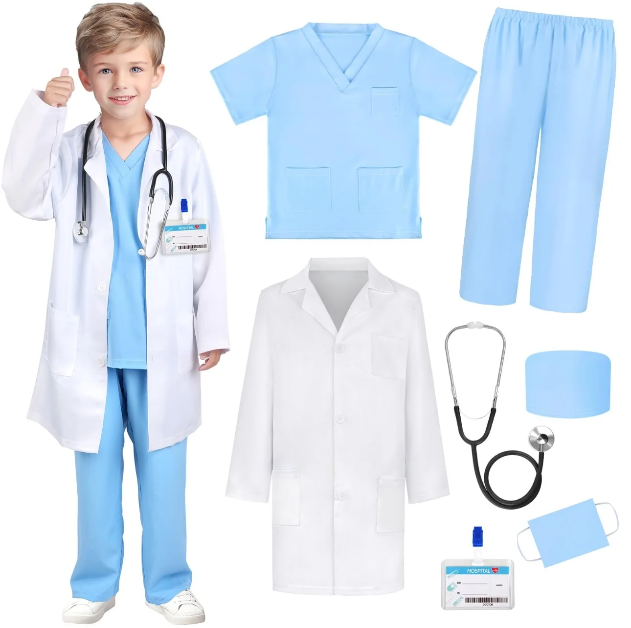 Children's White Coat Nurse's Suit Little Doctor's Surgical Suit Toddler's Boys' and Girls' Retrograde Dance Costume kids cosplay costume children dance costume