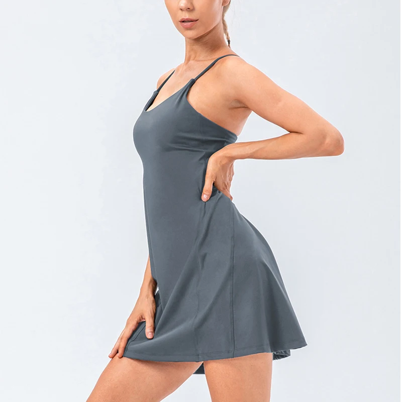 Volleyball skirt Tennis Skirt Yoga Suspender Female Summer Light Breathable Outdoor Sports Dress With Cushion A-Line Skirt