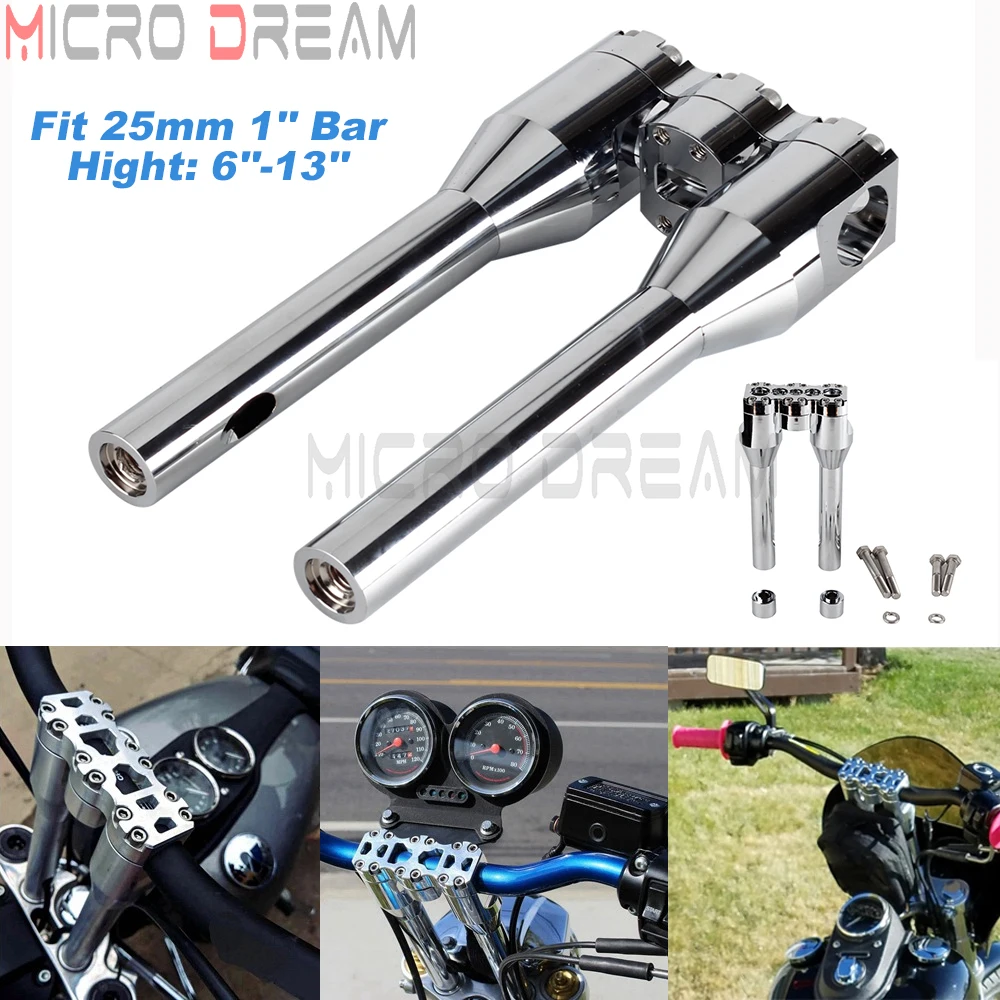 

Мотоциклетный модульный руль 1 дюйм, 25 мм, Прямой зажим для Harley Sportster Touring Softail Dyna 10 дюймов + 1 дюйм Rise