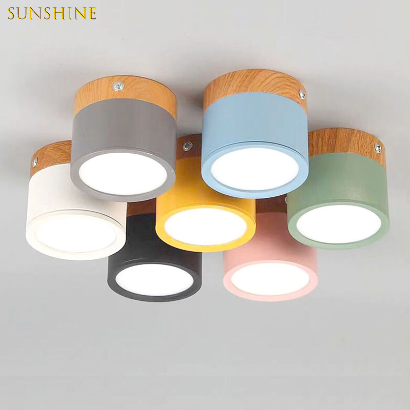 Ceiling Light Nordic Wood Modern Dimmable LED Downlight 7W9W12W/15W18W Surface Mount Spotlight AC90-260V Interior Decoration