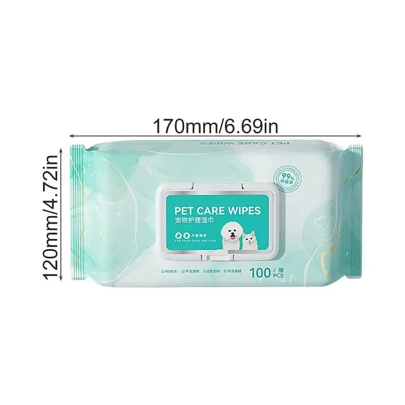 100 Sheets Pet Wipes Cat Dog Deodorant Moisturizing Cleaning Tear Stains Decomposition Odor Pure Water Safe Gentle pet cleaning wipes