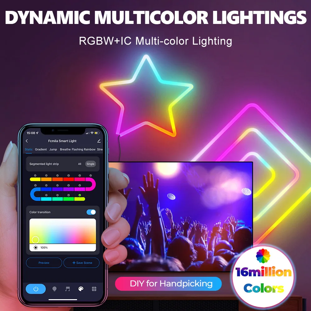 

Tuya WIFI Smart Silicone LED Strip 5M RGB Neon Strip Light Smart Life App Remote Control Work With Alexa Home Alice